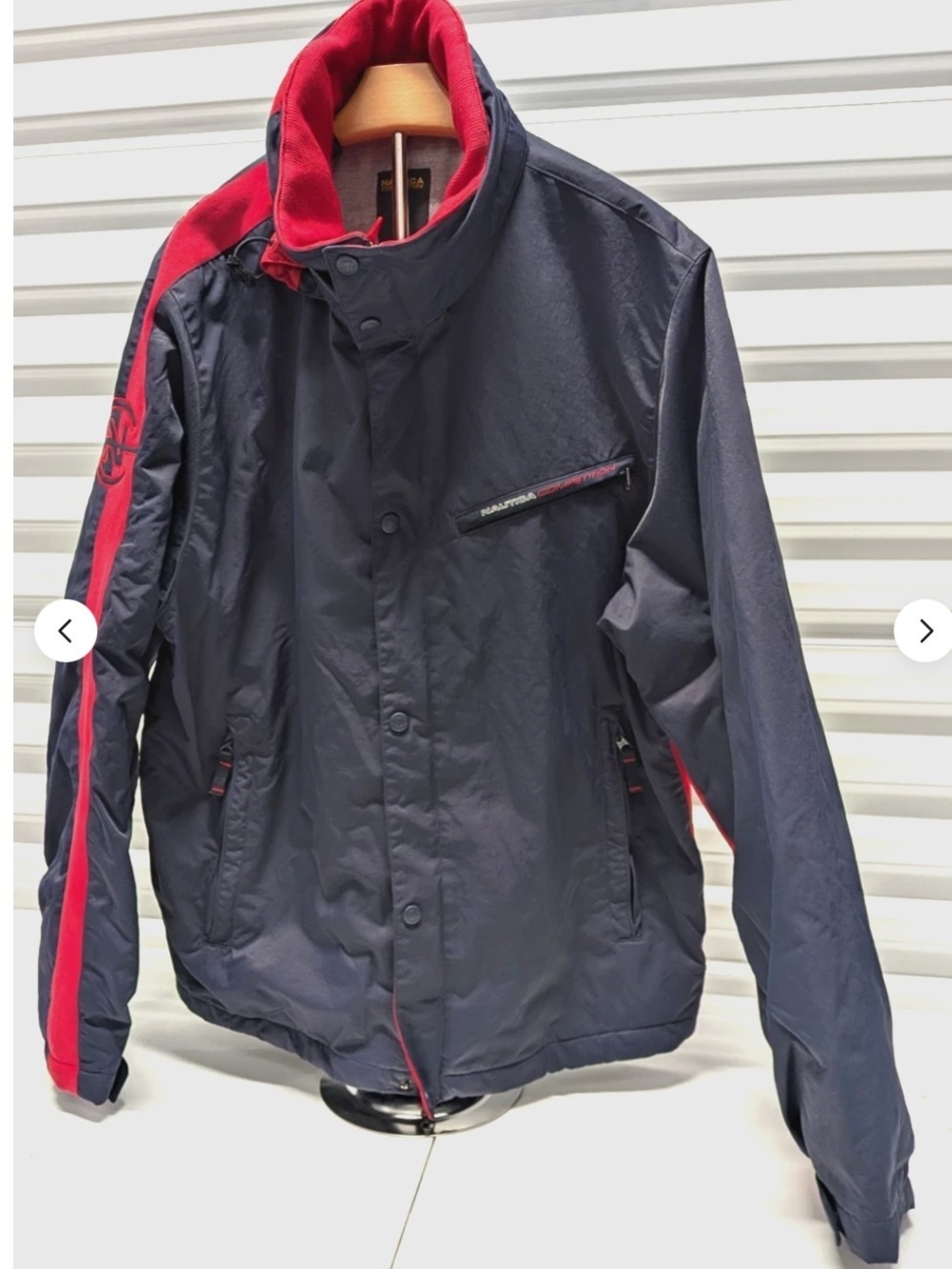 NAUTICA JACKET MEN’S XL Navy Blue and Red Full Zip with Hood